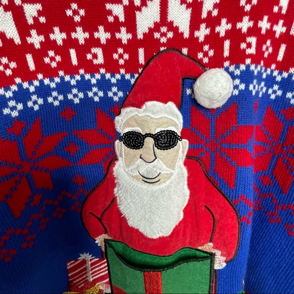 Jolly Sweater Santa Christmas 3D Sequins Embellished Unisex XL - Picture 11 of 12